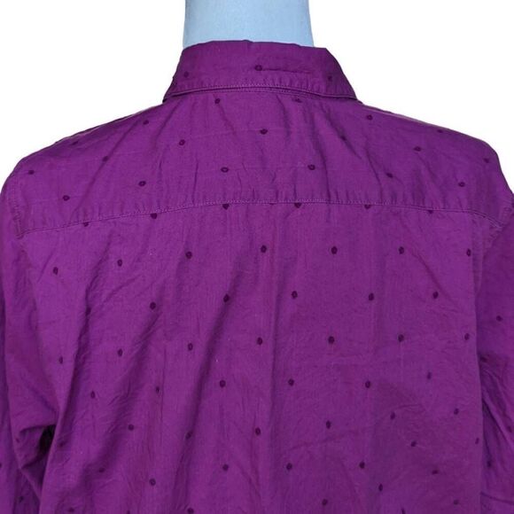 LANDS' END Purple Textured Polka Dot 1/2 Button Down Pullover Blouse Size 12 - Picture 6 of 9